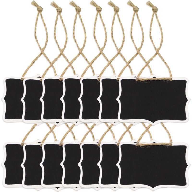 DYWISHKEY 14 Pieces Mini Chalkboards Signs Hanging Blackboard Rectangle Message Board Double Sided for Weddings  Kids Crafts  Garden Favors Storage Labeling Tags - Image 1